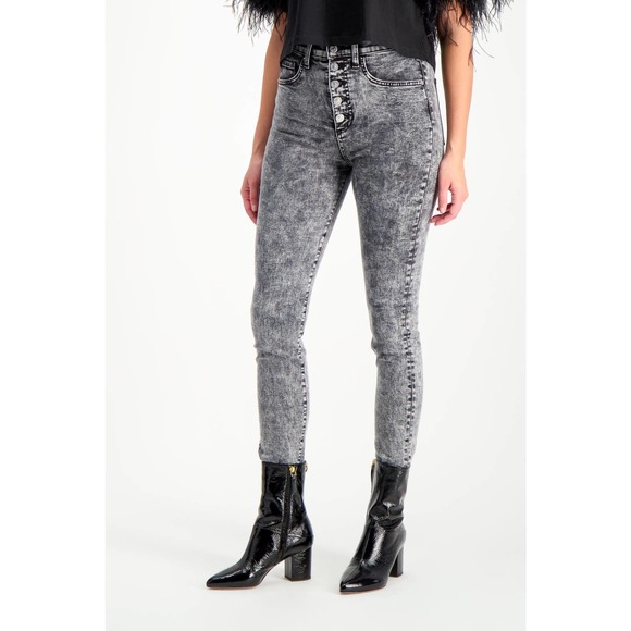 Veronica Beard Denim - Veronica Beard Maera Skinny High Rise Black Acid Wash Jeans